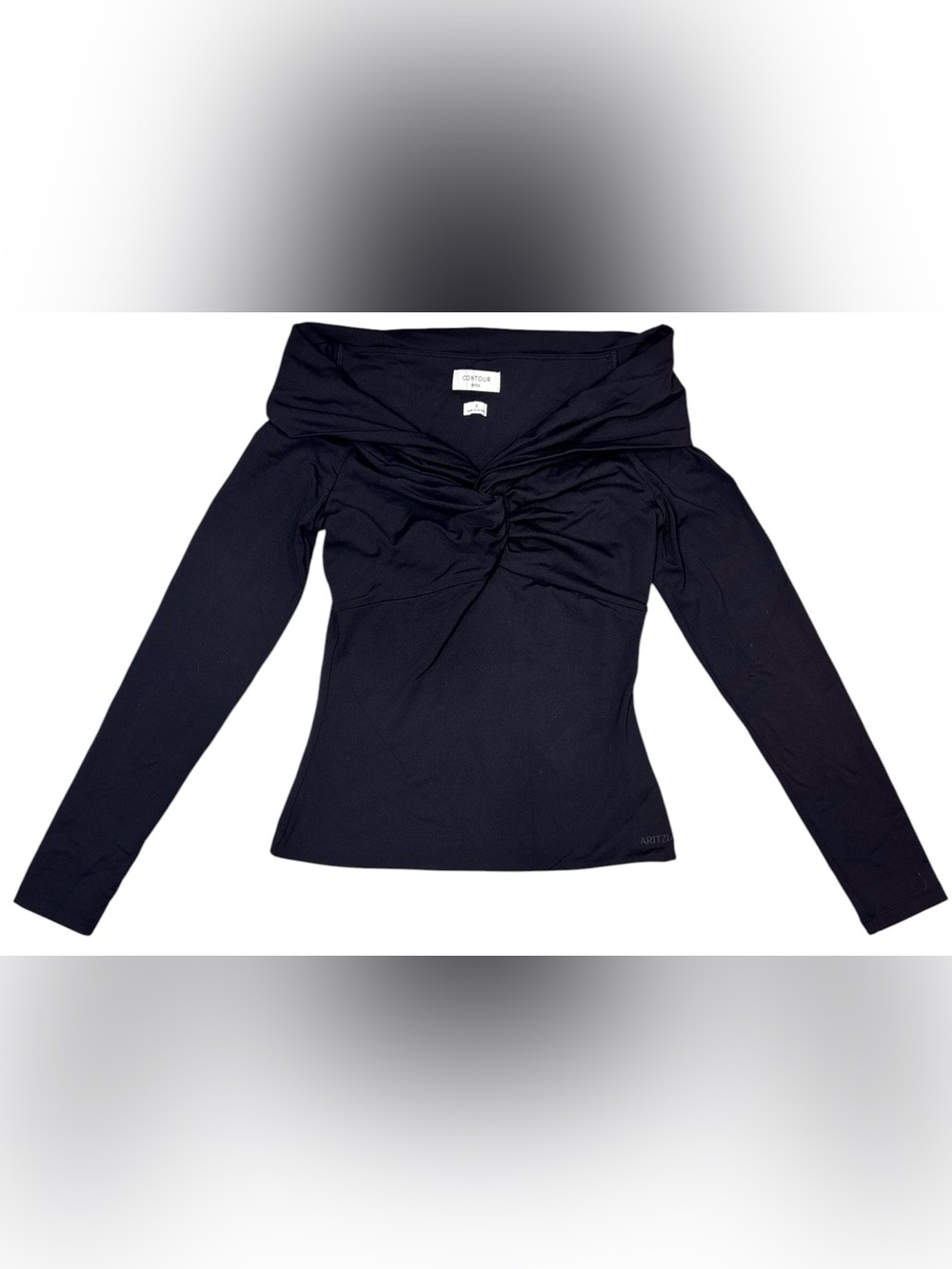 Aritzia Contour Twist Front Long Sleeve Top Black Size S Y2K